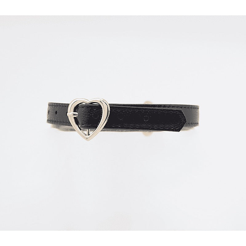 Love In Leather Heart Buckle Bondage Leather Collar - Collars and Leads