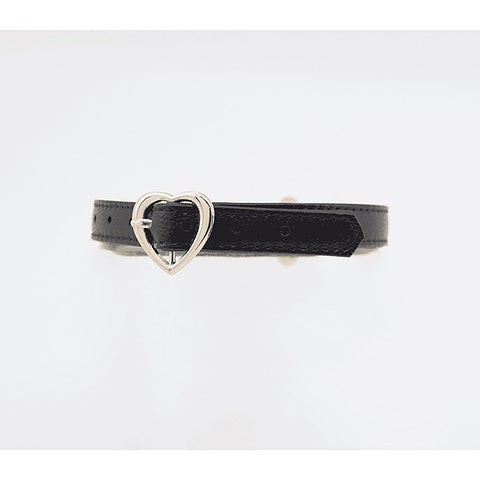 Love In Leather Heart Buckle Bondage Leather Collar - Collars and Leads