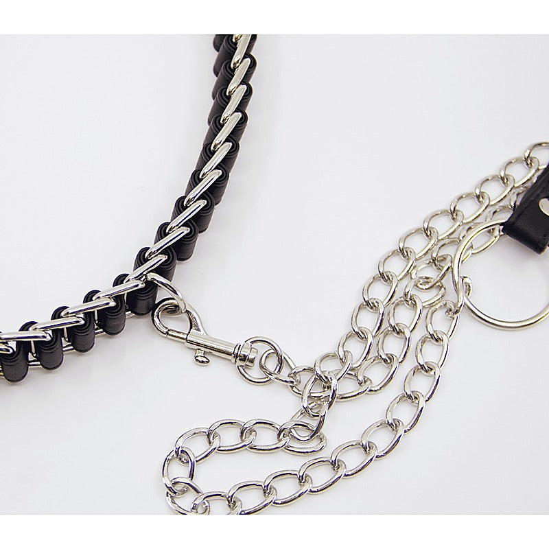 Love In Leather Chain Link Bondage Collar and Lead - Collars and Leads