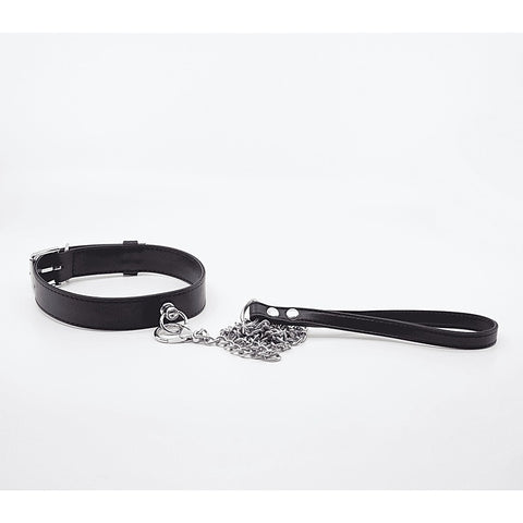 Love In Leather Tipped Bondage Collar & Lead Set - Collars and Leads