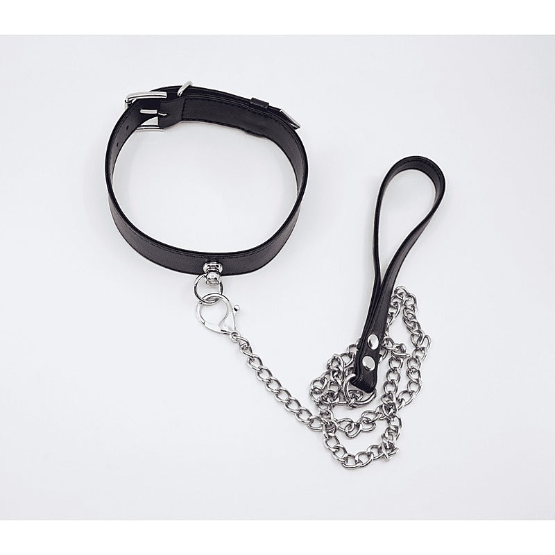 Love In Leather Tipped Bondage Collar & Lead Set - Collars and Leads