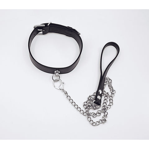 Love In Leather Tipped Bondage Collar & Lead Set - Collars and Leads