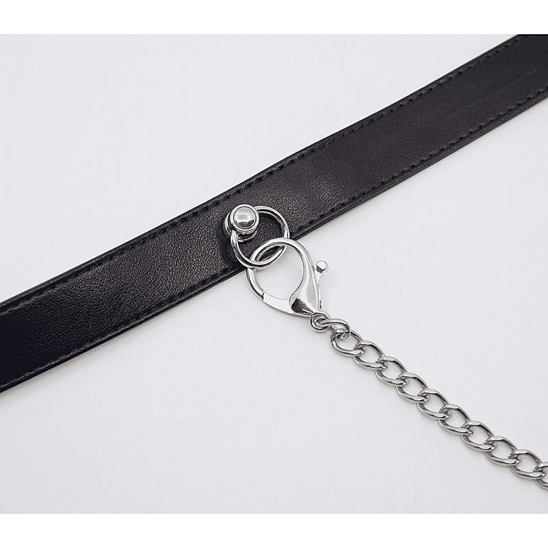 Love In Leather Tipped Bondage Collar & Lead Set - Collars and Leads