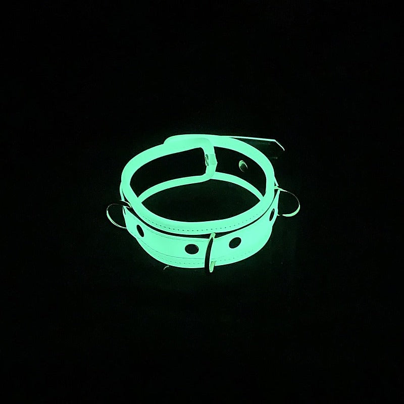 Love In Leather Glow in the Dark Collar & Lead Set - Collars and Leads