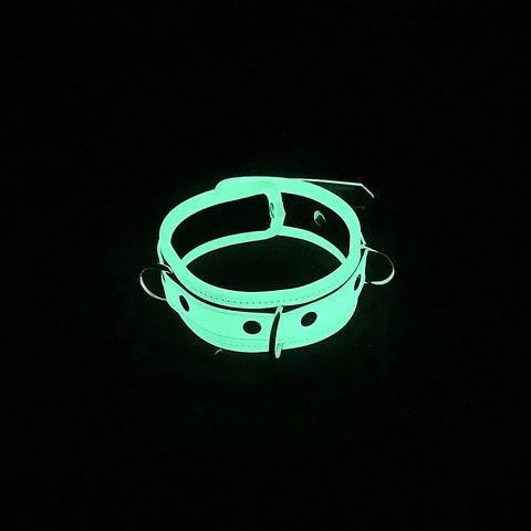 Love In Leather Glow in the Dark Collar & Lead Set - Collars and Leads