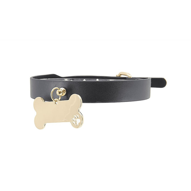 Love In Leather Engravable Bone Bondage Collar - Collars and Leads