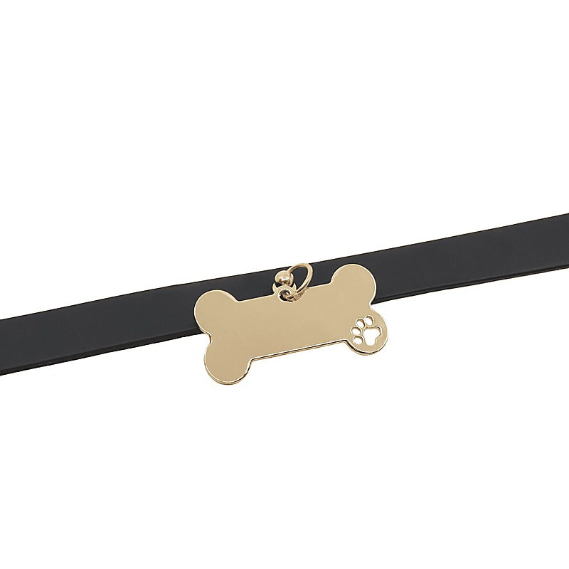 Love In Leather Engravable Bone Bondage Collar - Collars and Leads
