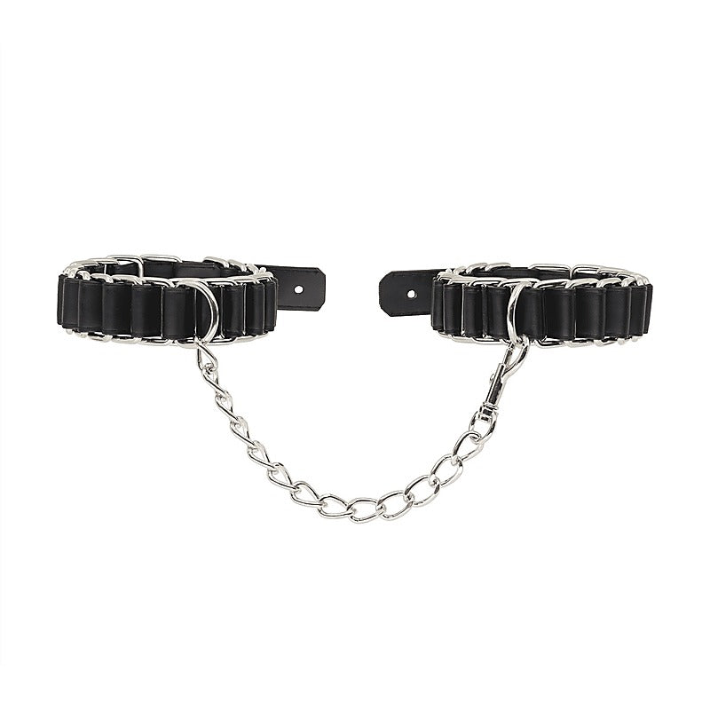 Love In Leather Woven Chain Link Wrist Cuffs - Cuffs And Restraints