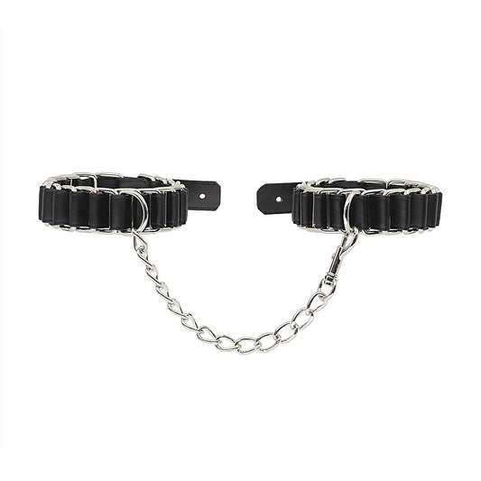 Love In Leather Woven Chain Link Wrist Cuffs - Cuffs And Restraints