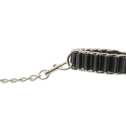 Love In Leather Woven Chain Link Wrist Cuffs - Cuffs And Restraints
