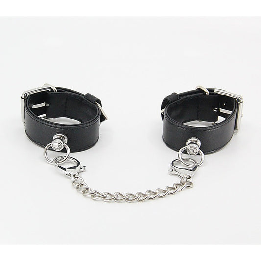 Love In Leather Silver Tip Leather Wrist Cuffs - Cuffs And Restraints