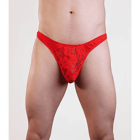 Love In Leather Mens Lace Front G-String Red