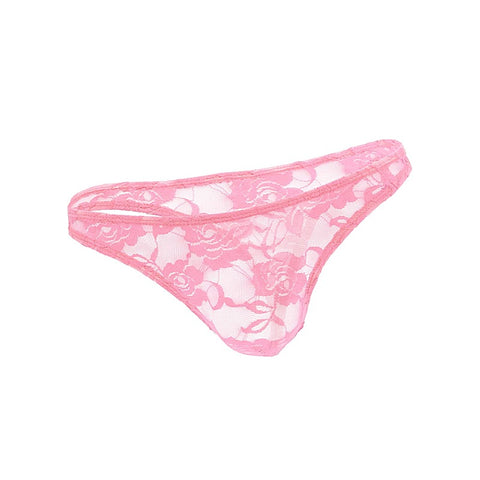 Love In Leather Mens Full Lace Sexy G-String Baby Pink