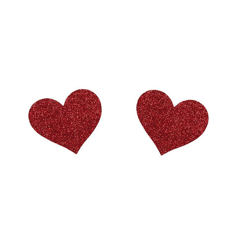 Glitter Heart Womens Nipple Covers By Love In Leather - Breast and Nipple Toys