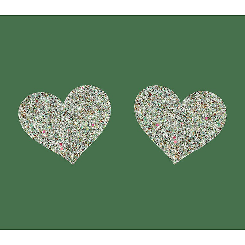 Glitter Heart Womens Nipple Covers By Love In Leather - Breast and Nipple Toys