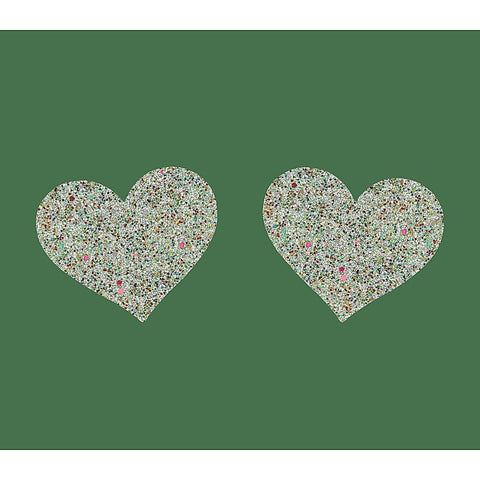 Glitter Heart Womens Nipple Covers By Love In Leather - Breast and Nipple Toys