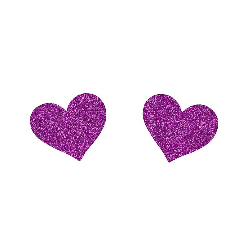 Glitter Heart Womens Nipple Covers By Love In Leather - Breast and Nipple Toys
