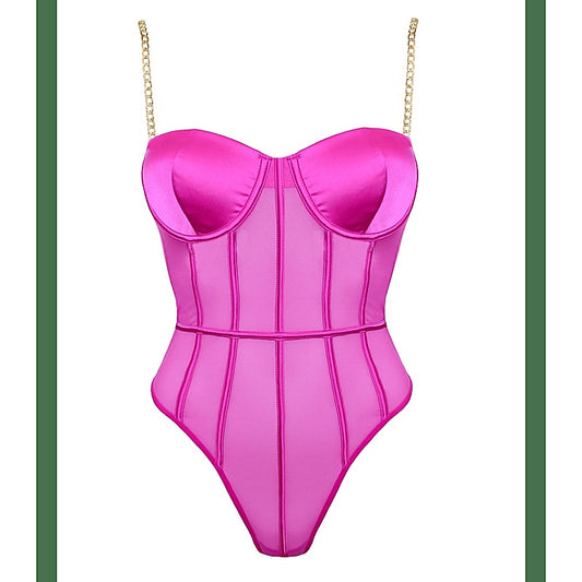 Muse Lingerie Soft Pink Mesh Sexy Womens Bodysuit