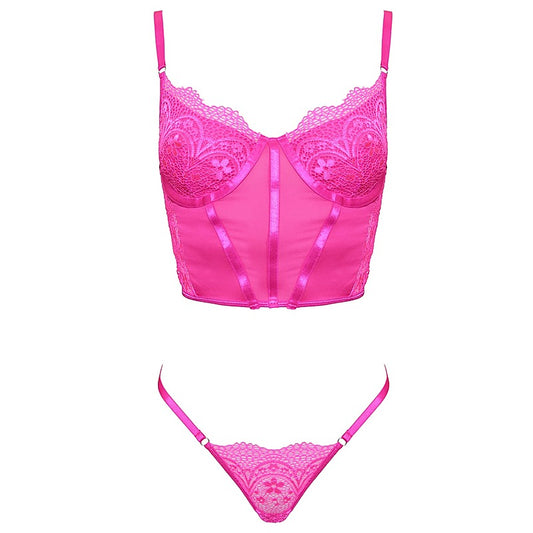 Muse Lingerie 2 Piece Set Crop Top and G-Sstring Pink - Her Fetish
