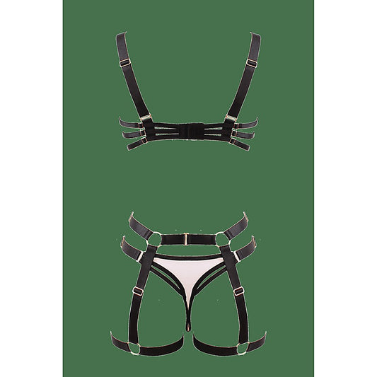 Muse Bra and Panty Set With Elastic Leg Garter Belt