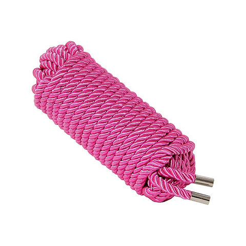 Silky Bondage Play Rope 10M Hot Pink By Love In Leather - Cuffs And Restraints