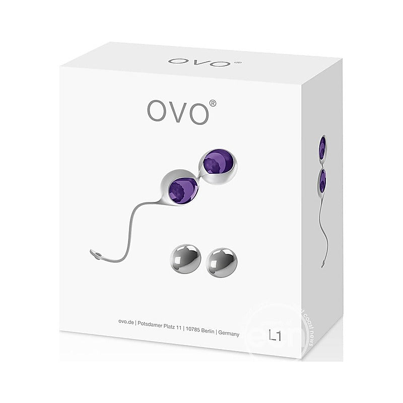 OVO L1 Silicone Kegel Love Balls White/Lilac - Love Eggs and Kegel Exercisers