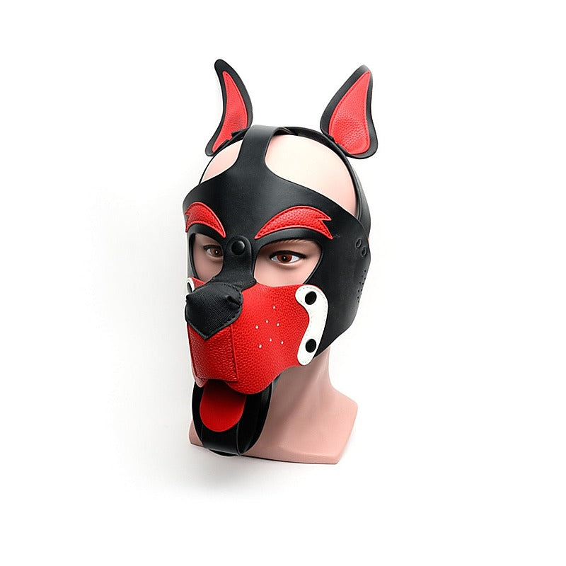 Sport Fucker Playful Pup BDSM Hood BLK/RED/WHT O/S - Bondage Hoods