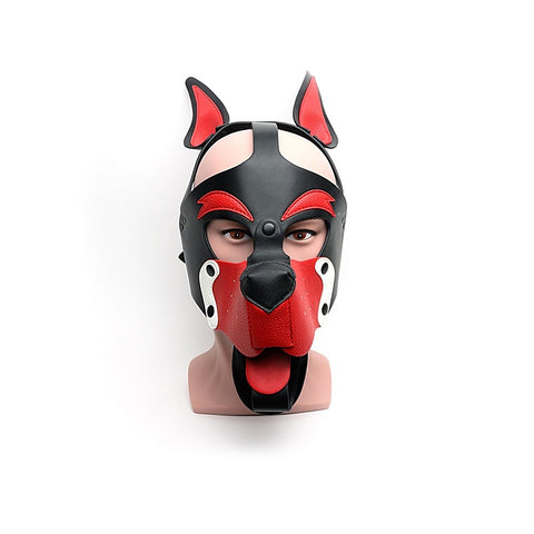 Sport Fucker Playful Pup BDSM Hood BLK/RED/WHT O/S - Bondage Hoods