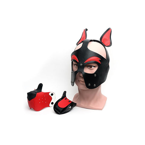 Sport Fucker Playful Pup BDSM Hood BLK/RED/WHT O/S - Bondage Hoods