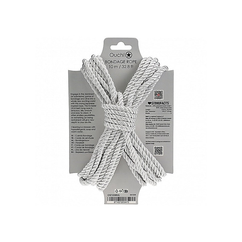 Ouch! Silky Smooth Nylon Bondage Rope 10M By Shots Toys - Cuffs And Restraints