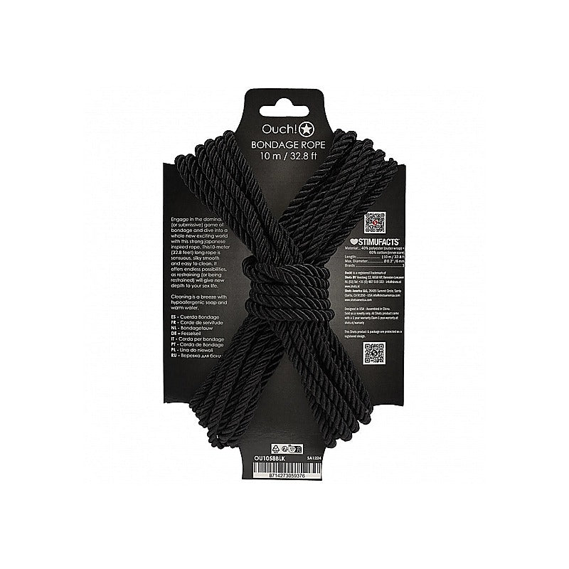 Ouch! Silky Smooth Nylon Bondage Rope 10M By Shots Toys - Cuffs And Restraints