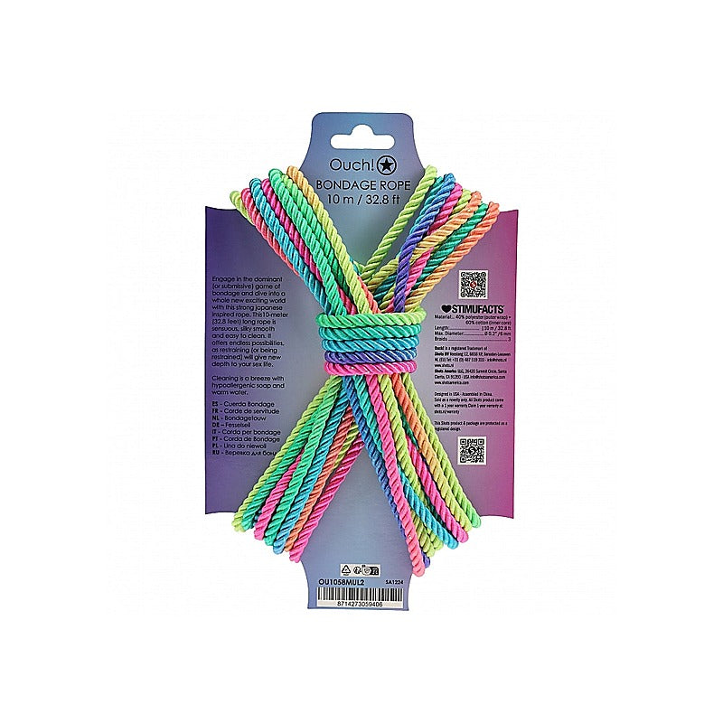 Ouch! Silky Smooth Nylon Bondage Rope 10M By Shots Toys - Cuffs And Restraints