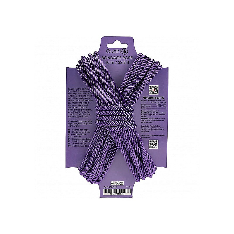 Ouch! Silky Smooth Nylon Bondage Rope 10M By Shots Toys - Cuffs And Restraints