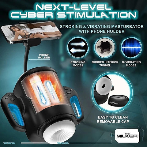 XR Brands Cyber Milker Stroking & Vibrating Masturbator