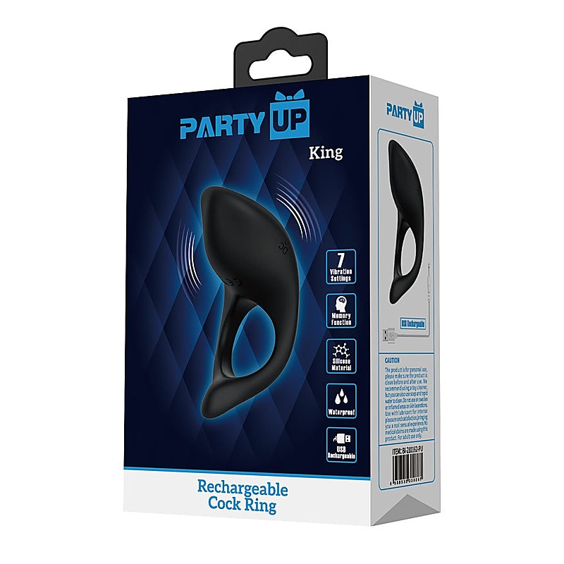 King Usb Rechargeable Cock Ring By Party Up - Vibrating Cock Rings