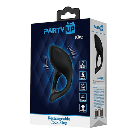 King Usb Rechargeable Cock Ring By Party Up - Vibrating Cock Rings