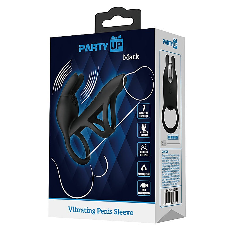 Mark Usb Rechargeable Vibrating Cock Sleeve By Party Up - Penis Sleeves and Extenders