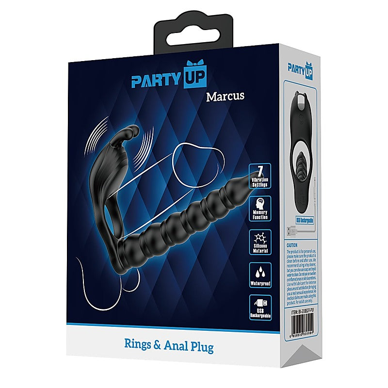 Marcus Vibrating Cock Ring & Anal Plug By Party Up - Vibrating Cock Rings