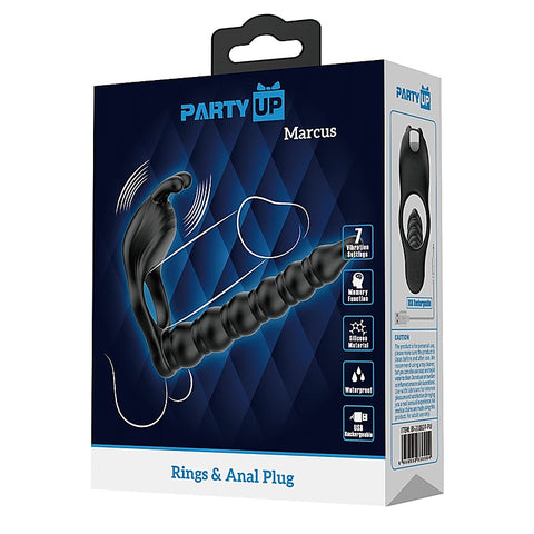 Marcus Vibrating Cock Ring & Anal Plug By Party Up - Vibrating Cock Rings