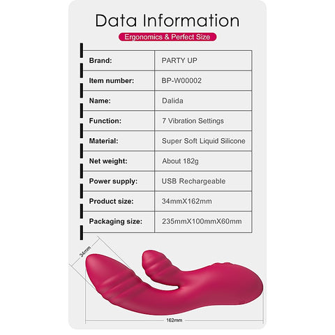 Party Up DALIDA USB Rechargeable Rabbit Vibrator - Rabbit Vibrators