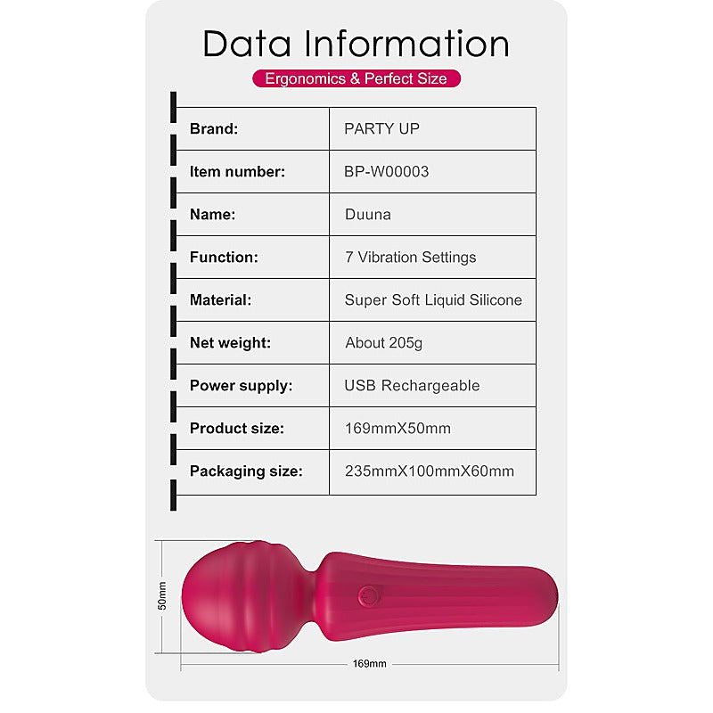 Duuna Rechargeable Body Wand Massager By Party Up - Body Wands