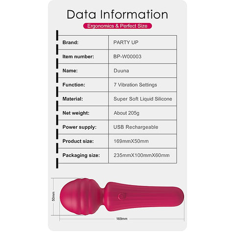 Duuna Rechargeable Body Wand Massager By Party Up - Body Wands