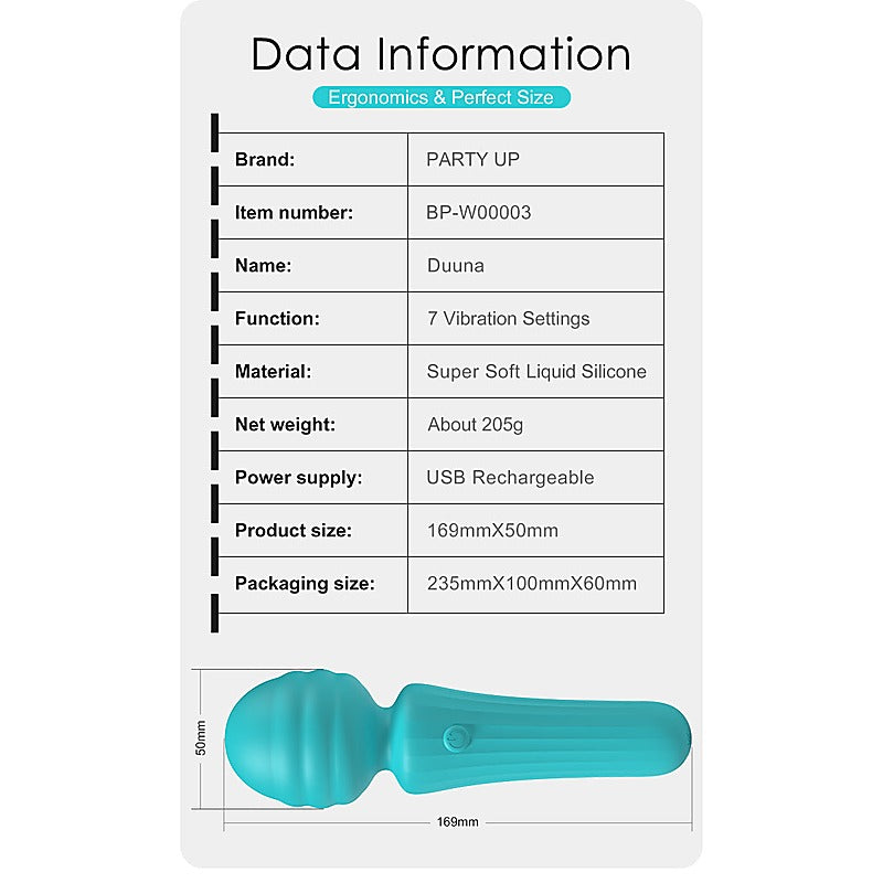 Duuna Rechargeable Body Wand Massager By Party Up - Body Wands