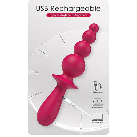 Party Up EVAJANE USB Rechargeable Beaded Vibrator - Anal Beads and Balls