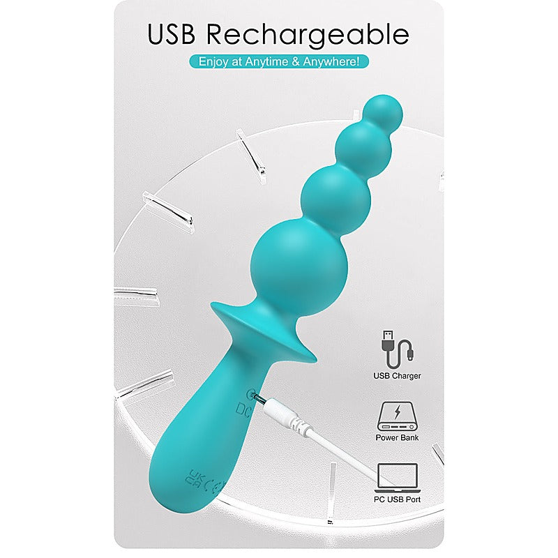 Party Up EVAJANE USB Rechargeable Beaded Vibrator - Anal Beads and Balls