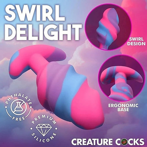 Unicorn Swirl Silicone Butt Plug Large By Xr Brands - Butt Plugs