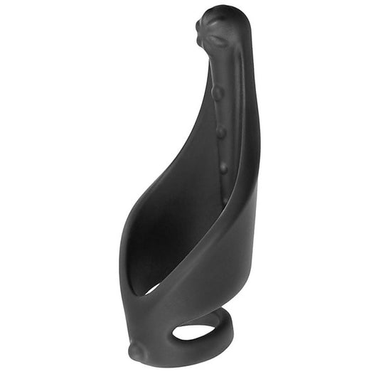 Excellent Power Cock Ring with Strap and Stimulator Black - Stretchy Cock Rings