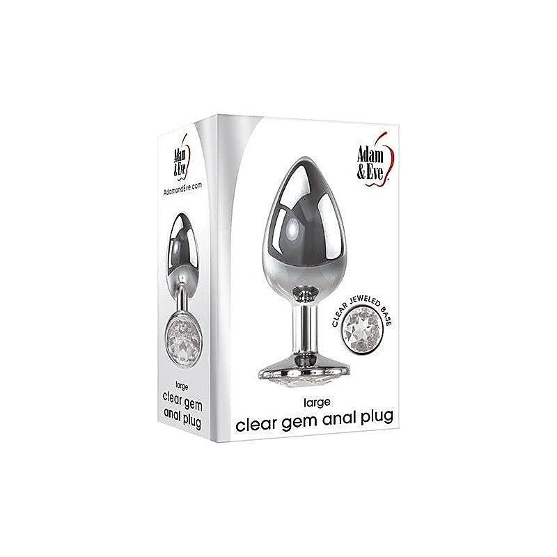 Clear Gem Base Metal Anal Plug Medium By Adam & Eve - Butt Plugs