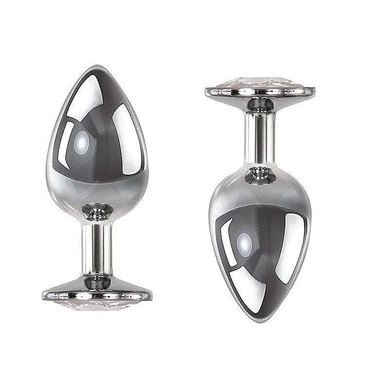 Clear Gem Base Metal Anal Plug Medium By Adam & Eve - Butt Plugs