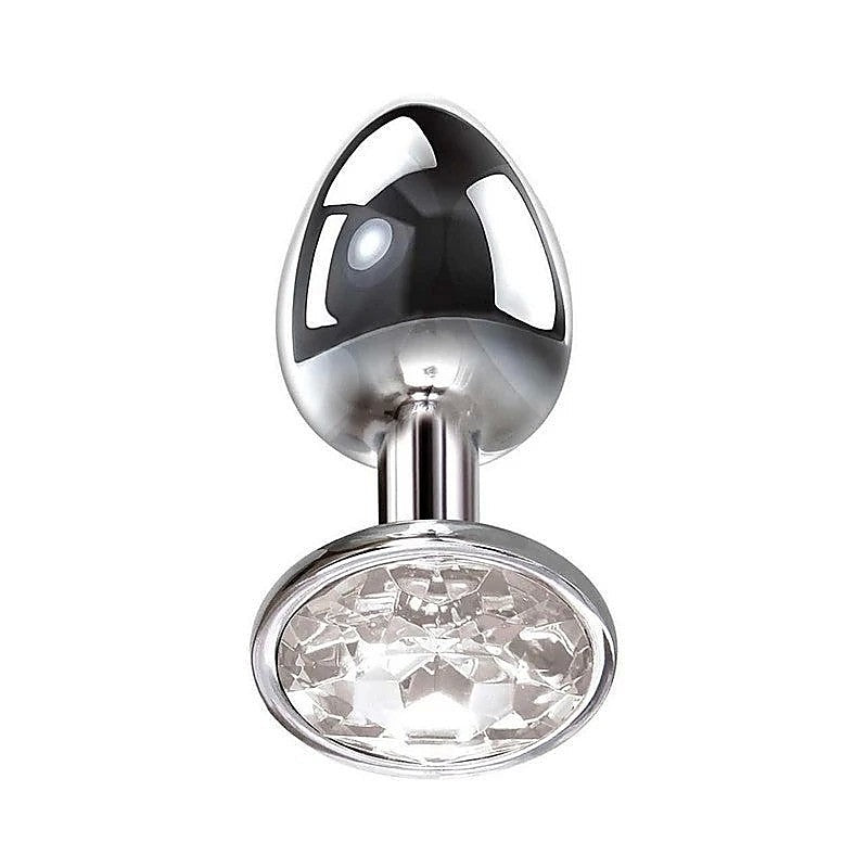 Clear Gem Base Metal Anal Plug Medium By Adam & Eve - Butt Plugs